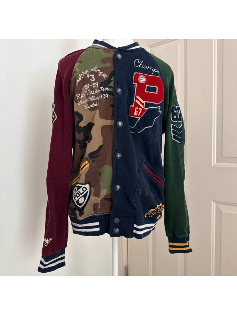 Men’s Polo Ralph Lauren patchwork baseball letterman jacket